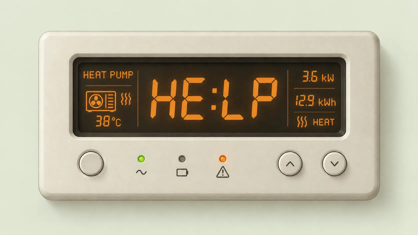 A heat pump controller showing an error code