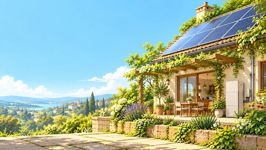 Ordinary UK terrace or semi with rooftop panels · full width, at least 1800 × 700